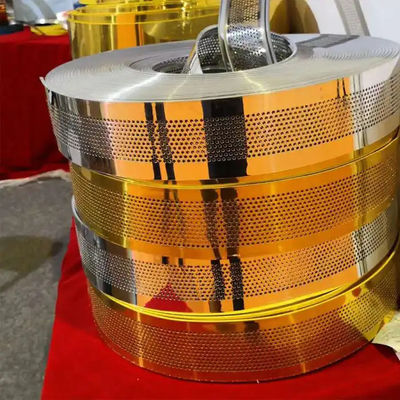 Golden Aluminum Tape Coil With Folded Edge Word Sign Brushed Aluminum Coil Strip